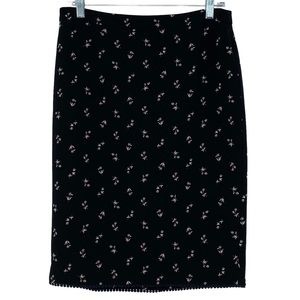 Ann Taylor black with small pink floral print skirt, 6